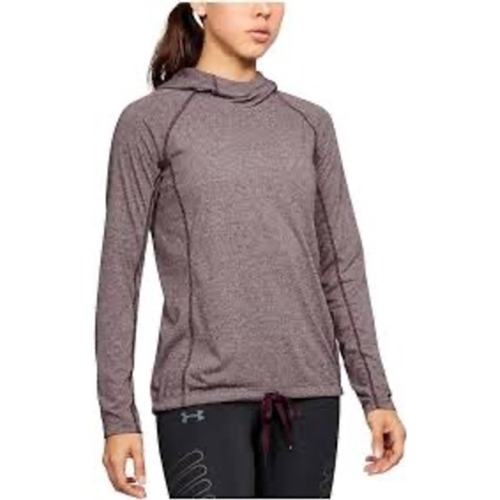 Under Armour Women's Burgundy Heathered Hoodie Loose‎ Drawstring Athletic Size M